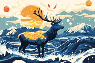 鹿包装插画