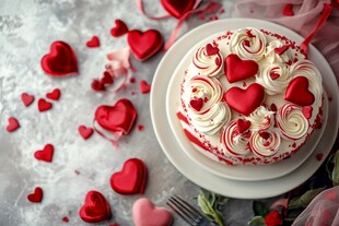 红色爱心蛋糕