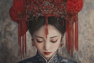 中式新娘插画