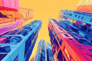 摩天大楼色彩艳丽彩色