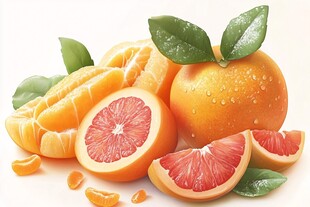 黄金葡萄柚插画