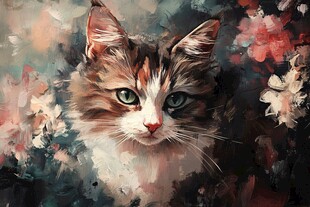 手绘客厅猫唯美装饰画