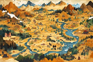 西北地区插画