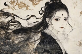 古风美女头像插画封面