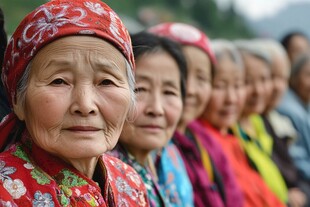 等待演出的大妈