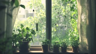 阳光植物窗台小绿植