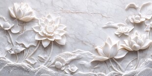 唯美荷花大理石壁画