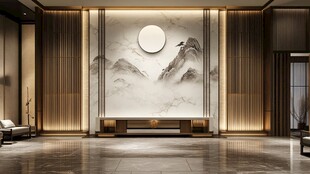 现代轻奢中式背景墙