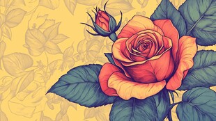 手绘玫瑰壁纸