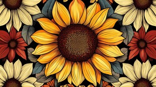 向日葵包装插画