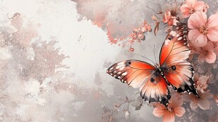 蝶恋花橙色蝴蝶背景