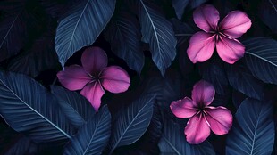 田园风热带树叶花朵