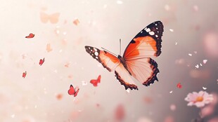 梦幻唯美橙色蝴蝶