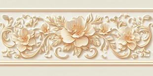 轻奢金色牡丹花线条