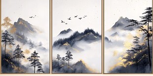 屏风禅意山峰银杏