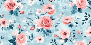 印花蓝色妖姬玫瑰花