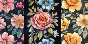 3d浮雕缤纷花卉