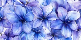 蓝色唯美小花装饰画