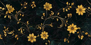 高精手绘黄金拉丝花卉