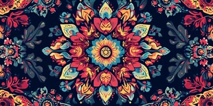 彩色民族风花草花卉