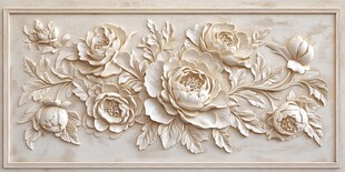 牡丹浮雕效果图