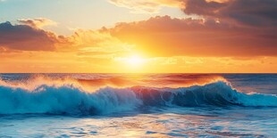 海浪浪花日出日落