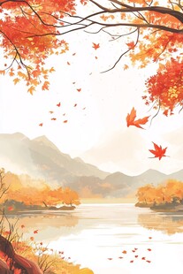 古风秋天景色插画