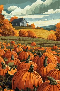 秋天南瓜丰收插画