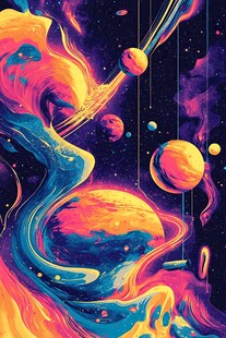 创意彩色缤纷宇宙插画