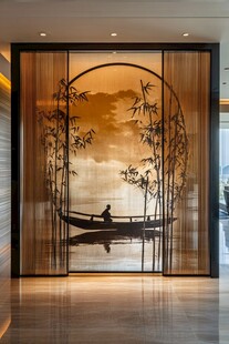 巨幅现代山水屏风