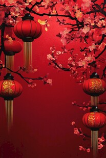 灯笼梅花背景图