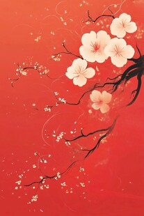 杏花红底图