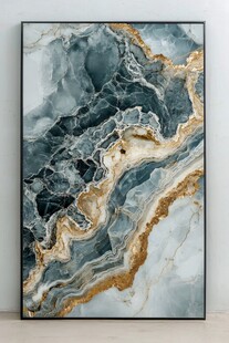 蓝色透光大理石装饰画