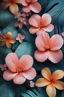 3d浮雕缤纷花卉