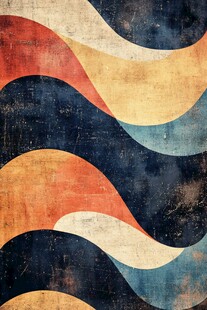 浪花纹理工笔重彩风格