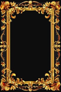 金色浮雕花纹边框
