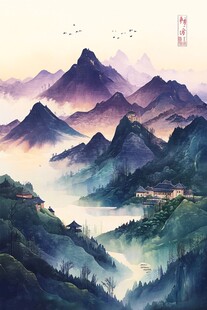 融水县风光插画