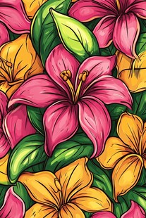 手绘百合花花卉