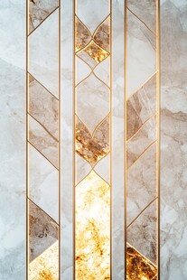 极简金箔石根线条对拼
