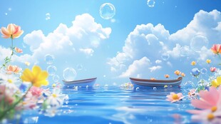 唯美梦幻花田场景