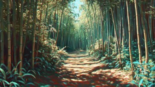 意境彩色竹林