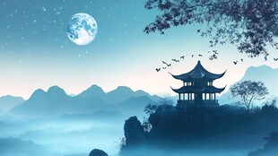 楼阁山水意境画