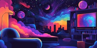 梦幻夜景插画