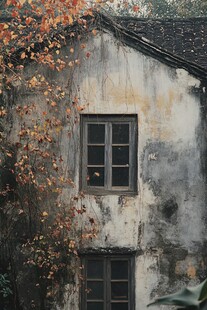 古窗户秋色