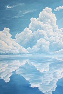 3d云海蓝天地板画