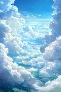 浪漫动漫洁白云朵