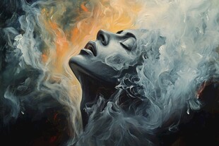 唯美抽象画水彩画女人