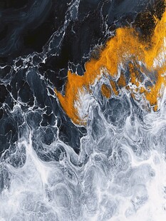 流体画金色山河