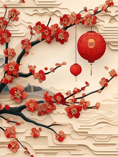 新中式梅花壁画