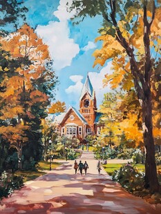 普林斯顿大学旅游插画